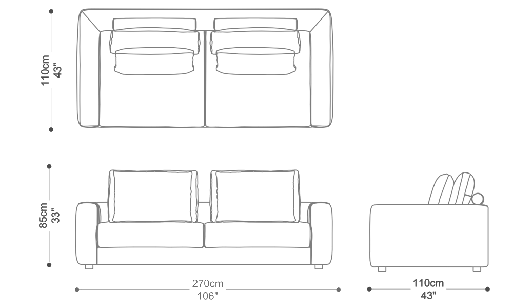 Image of the main dimensions of the product